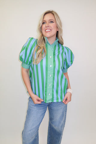 Double Take Two Tone Stripe Top - The Pink Tulip Clothing
