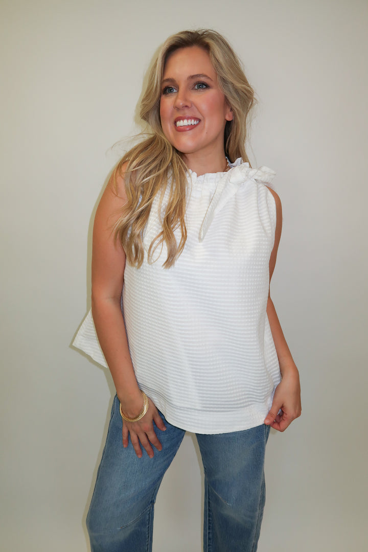 All Tied Up Textured Top - The Pink Tulip Clothing