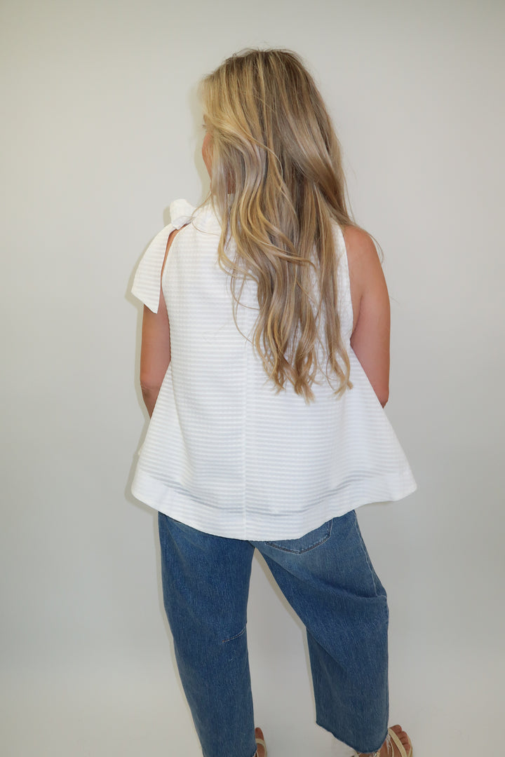 All Tied Up Textured Top - The Pink Tulip Clothing