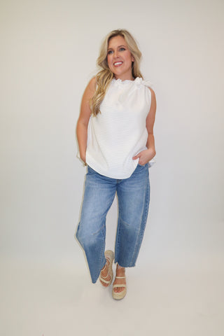 All Tied Up Textured Top - The Pink Tulip Clothing