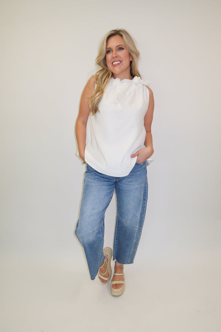 All Tied Up Textured Top - The Pink Tulip Clothing