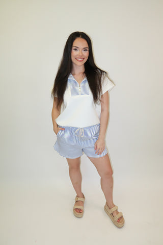 Easy Pace Stripe Henley Top - The Pink Tulip Clothing