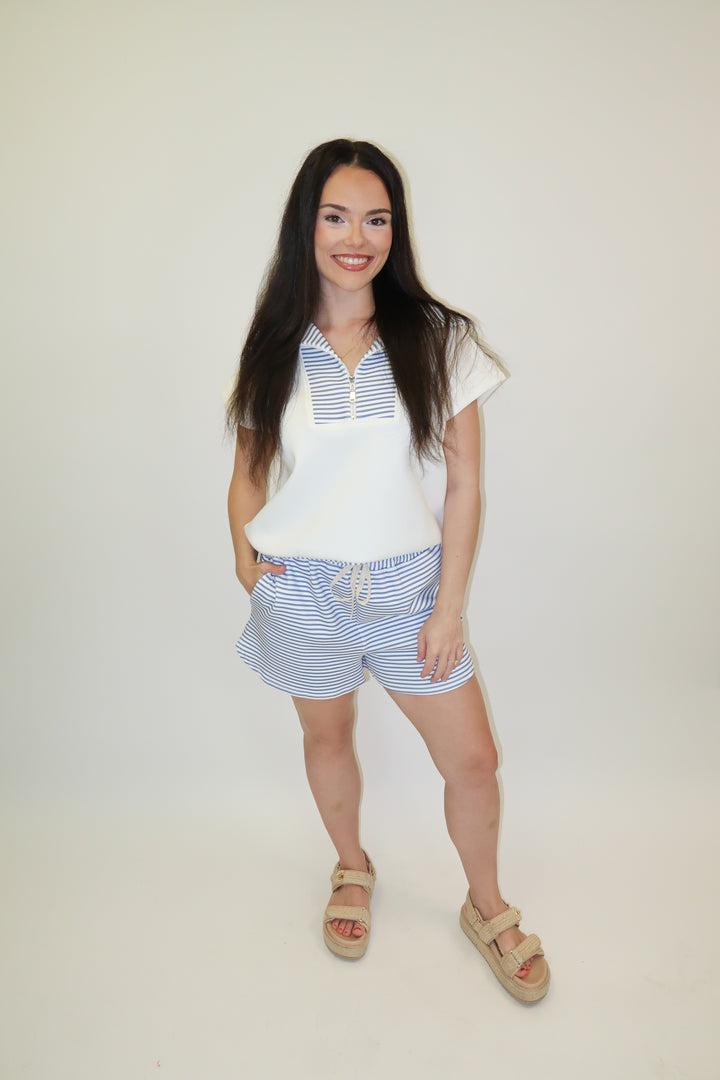 Easy Pace Stripe Henley Top - The Pink Tulip Clothing