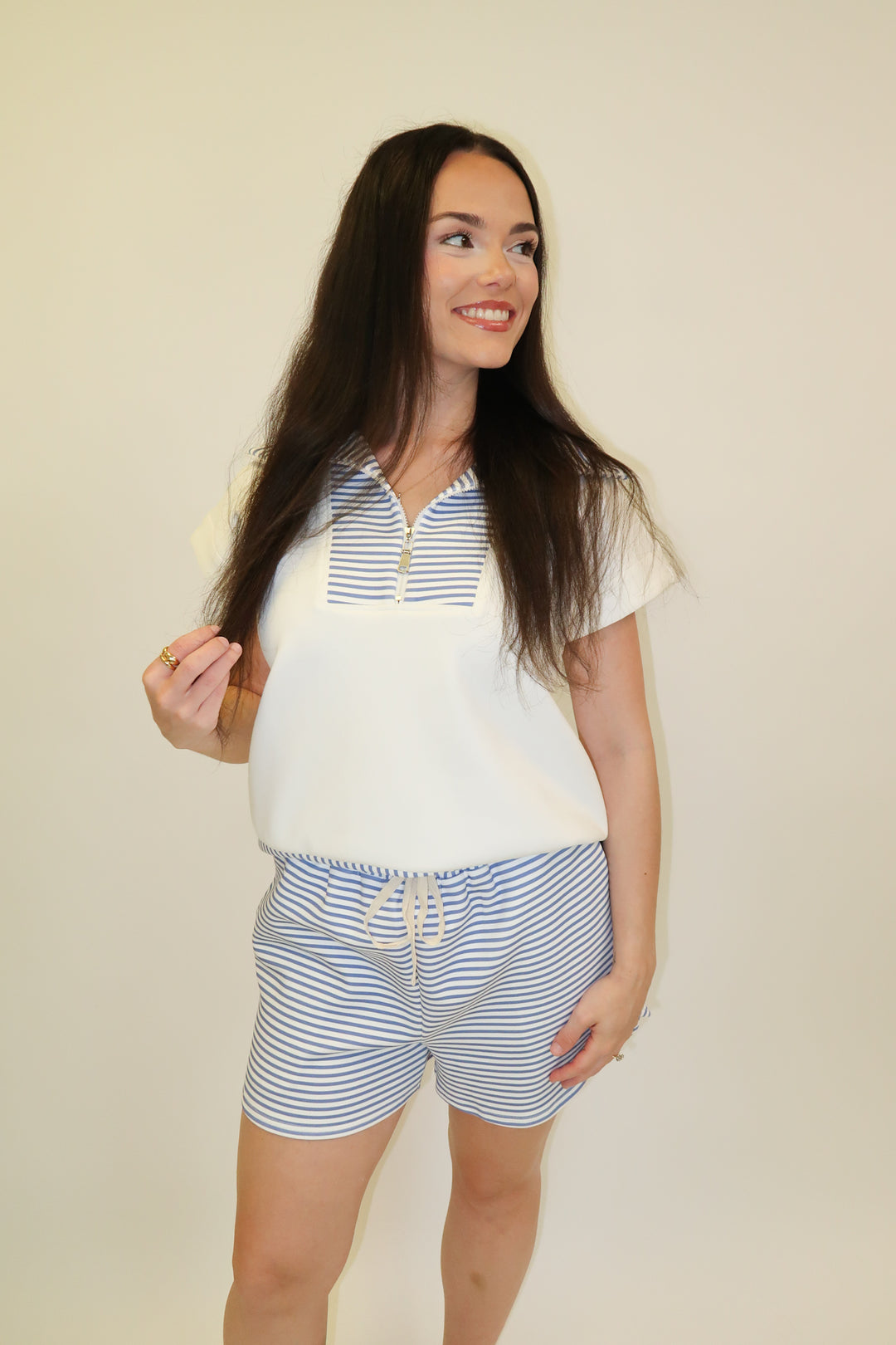 Easy Pace Stripe Henley Top - The Pink Tulip Clothing