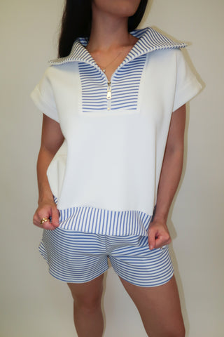 Easy Pace Stripe Knit Drawstring Shorts - The Pink Tulip Clothing