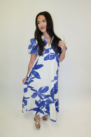 In Full Color Floral Ruffle Midi Dress - The Pink Tulip Clothing