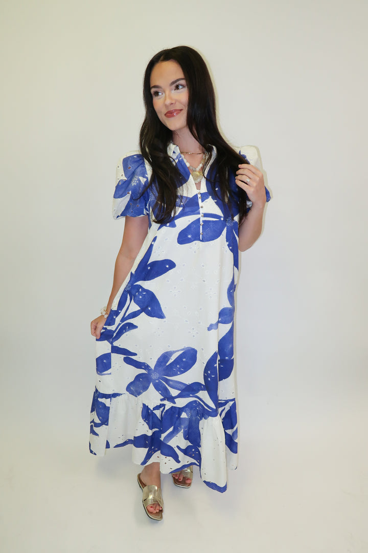In Full Color Floral Ruffle Midi Dress - The Pink Tulip Clothing