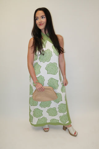 Ocean View Halter Shell Print Midi Dress - The Pink Tulip Clothing