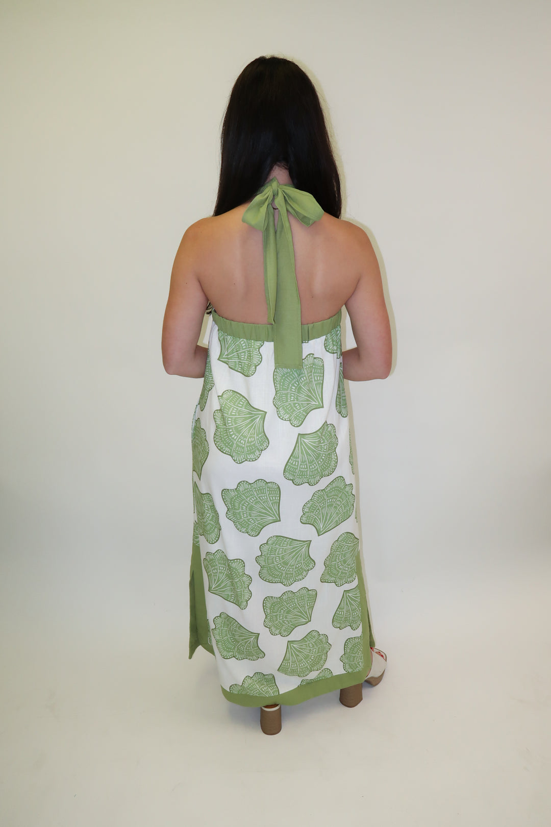Ocean View Halter Shell Print Midi Dress - The Pink Tulip Clothing