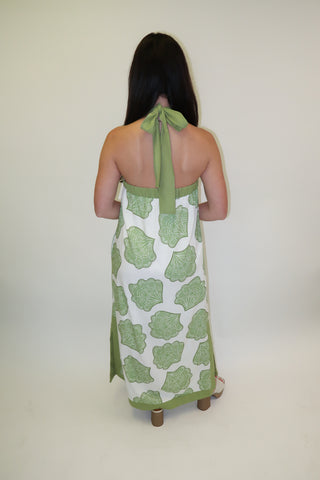 Ocean View Halter Shell Print Midi Dress - The Pink Tulip Clothing