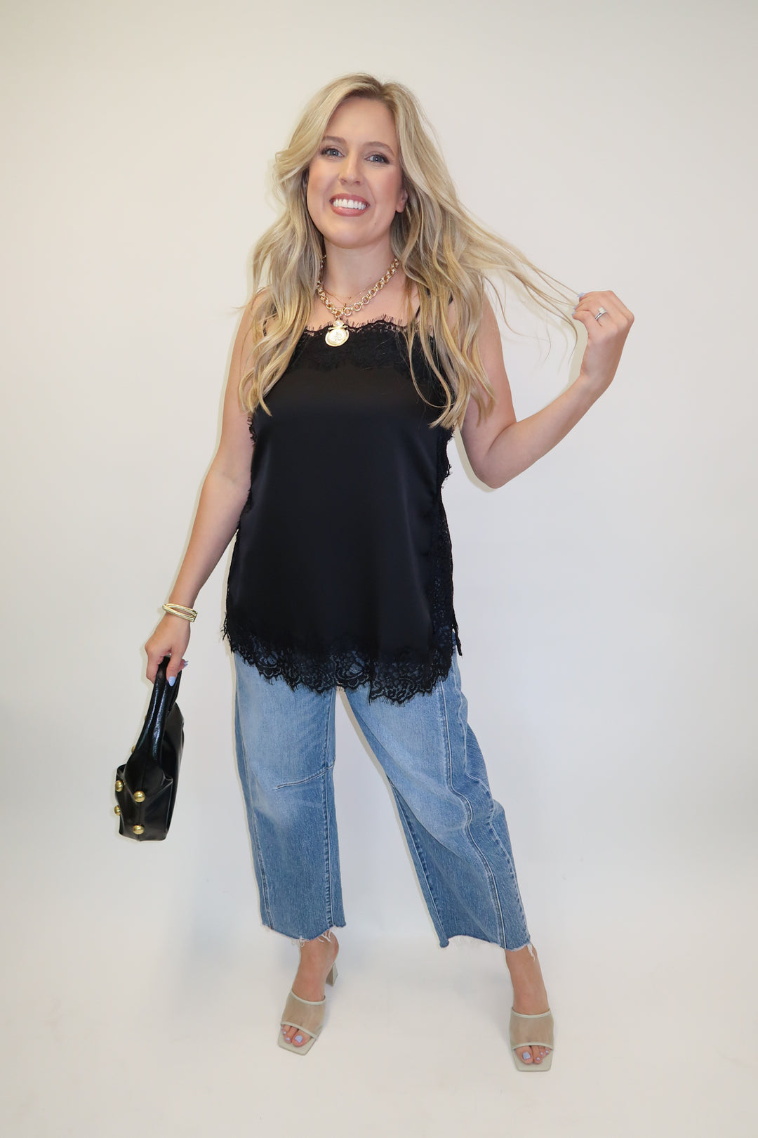 Side Note Black Lace Trim Tunic Top - The Pink Tulip Clothing