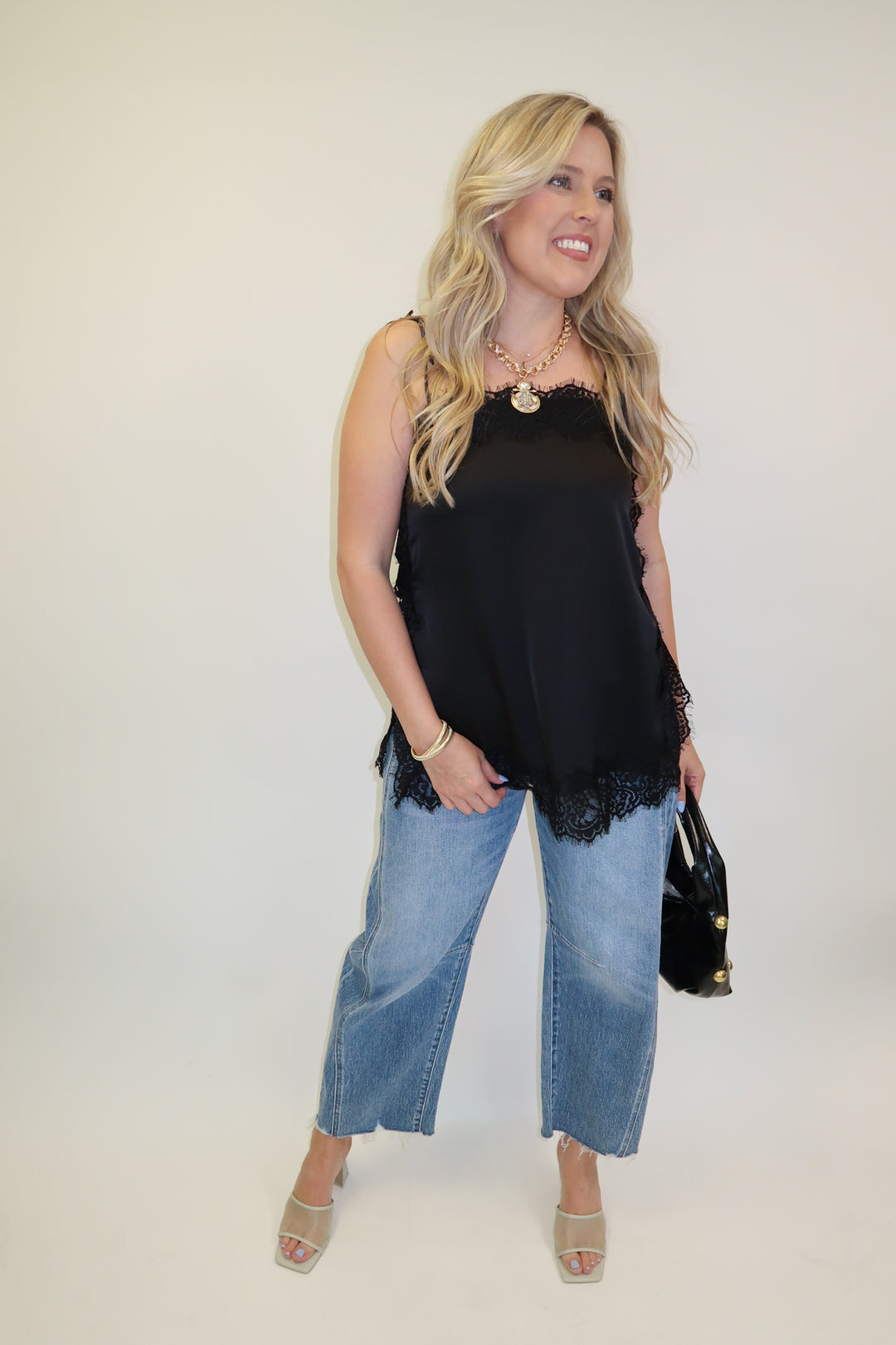 Side Note Black Lace Trim Tunic Top - The Pink Tulip Clothing