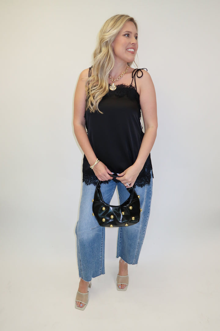 Side Note Black Lace Trim Tunic Top - The Pink Tulip Clothing