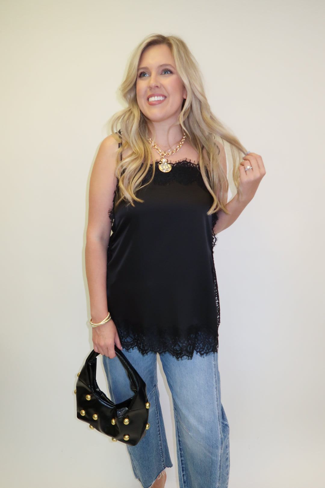 Side Note Black Lace Trim Tunic Top - The Pink Tulip Clothing