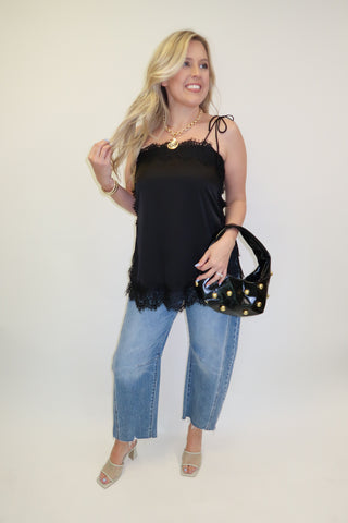 Side Note Black Lace Trim Tunic Top - The Pink Tulip Clothing