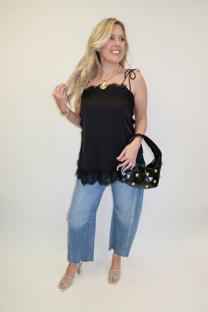 Side Note Black Lace Trim Tunic Top - The Pink Tulip Clothing