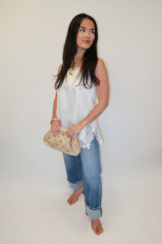 Side Note White Lace Trim Tunic Top - The Pink Tulip Clothing