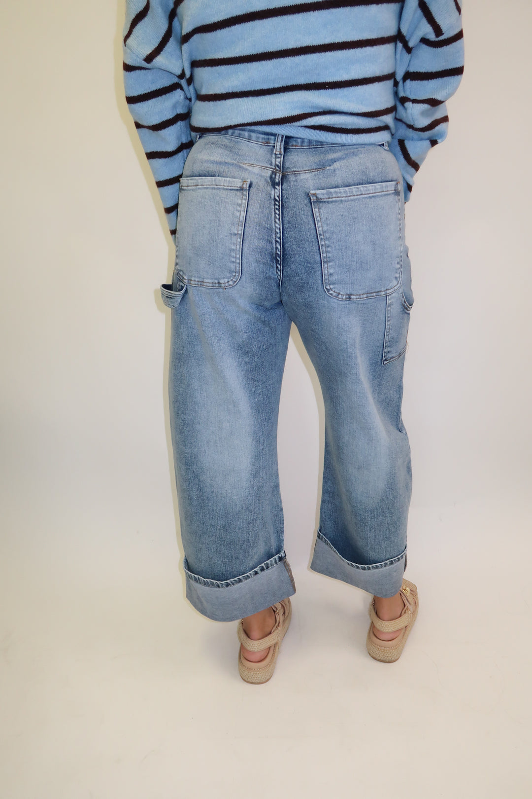 Straight Up Cuffed Stretch Straight Leg Jeans - The Pink Tulip Clothing