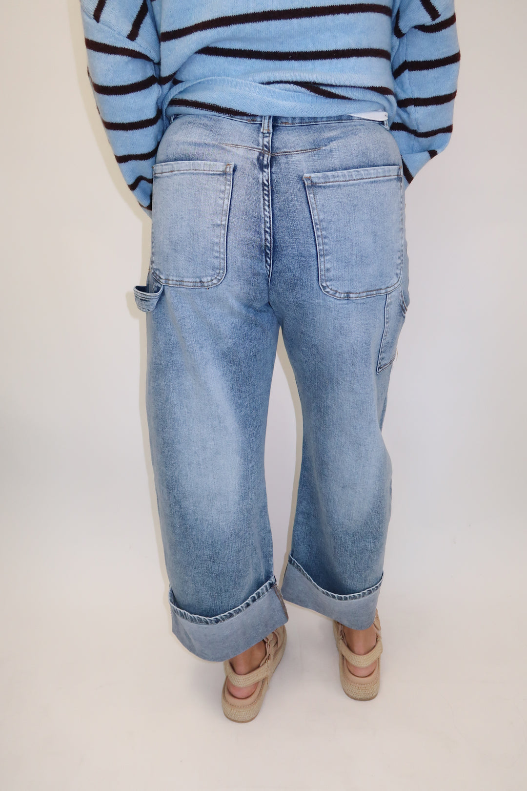 Straight Up Cuffed Stretch Straight Leg Jeans - The Pink Tulip Clothing