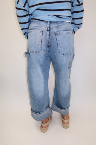 Straight Up Cuffed Stretch Straight Leg Jeans - The Pink Tulip Clothing