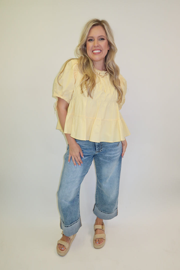 Light Touch Puff Sleeve Cinch Top - The Pink Tulip Clothing