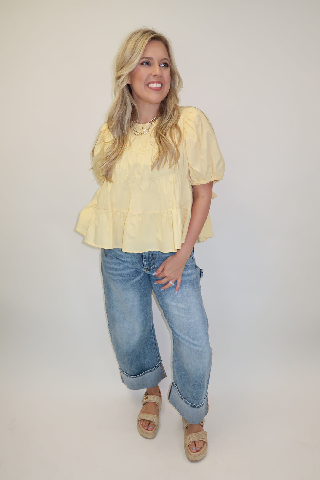 Light Touch Puff Sleeve Cinch Top - The Pink Tulip Clothing