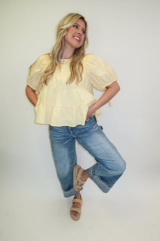 Light Touch Puff Sleeve Cinch Top - The Pink Tulip Clothing