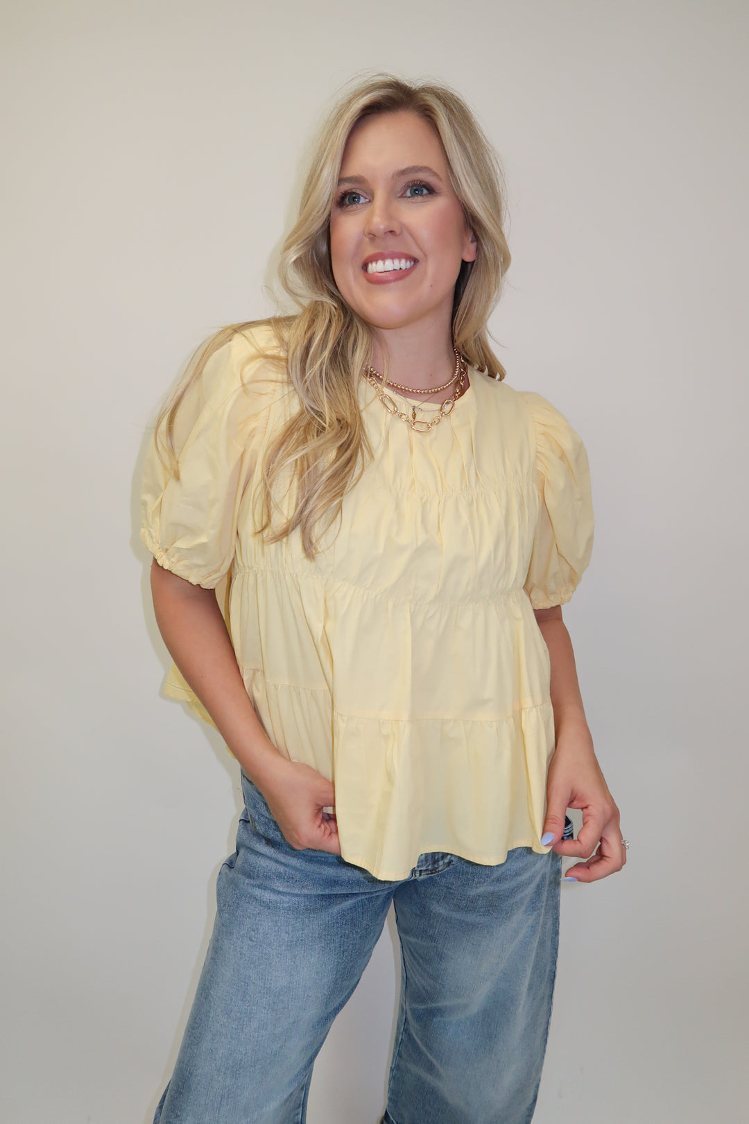 Light Touch Puff Sleeve Cinch Top - The Pink Tulip Clothing