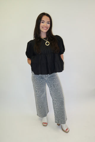 Light Touch Puff Sleeve Cinch Top - The Pink Tulip Clothing