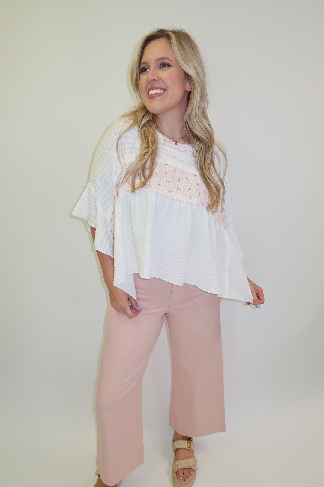 Sweet Spot Pink Floral Babydoll Top - The Pink Tulip Clothing