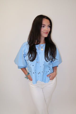 Little Something Embroidered Flowers Top - The Pink Tulip Clothing