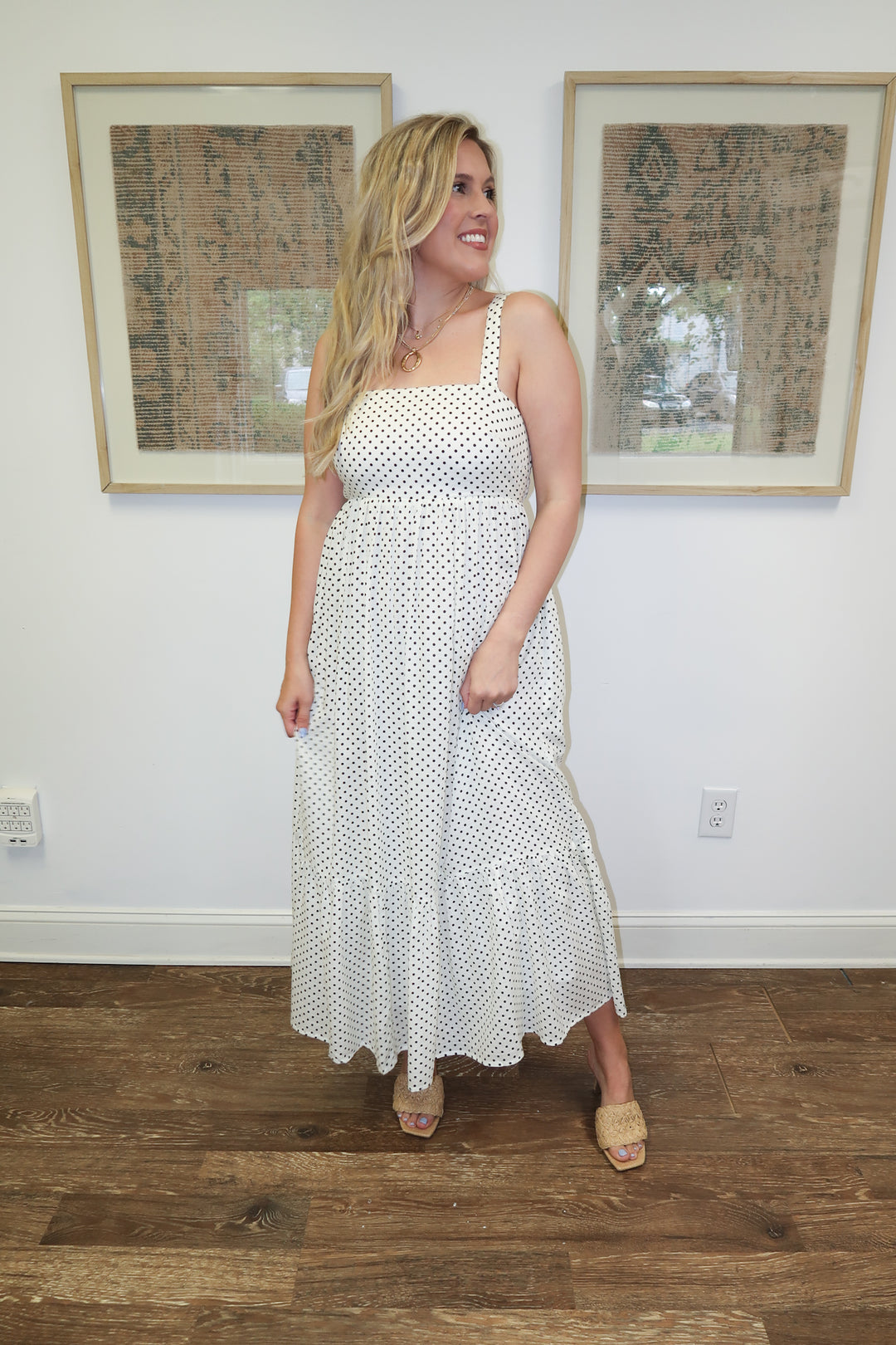 Well Spotted Polka Dot Empire Tie Back Midi Dress - The Pink Tulip Clothing