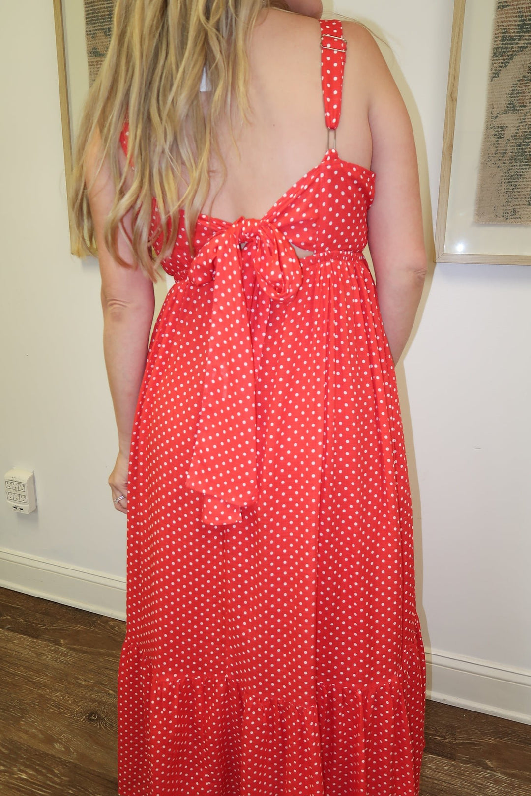 Well Spotted Polka Dot Empire Tie Back Midi Dress - The Pink Tulip Clothing