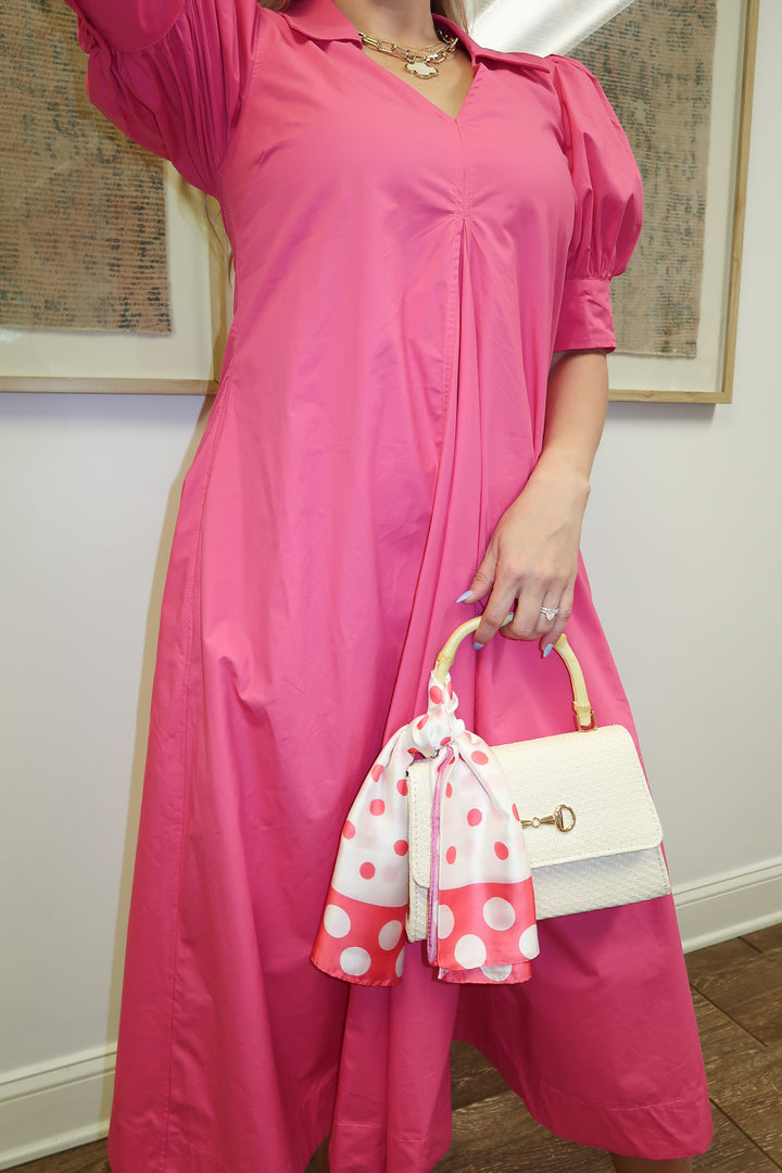 Made For You Collared Pleated Midi Dress - The Pink Tulip Clothing