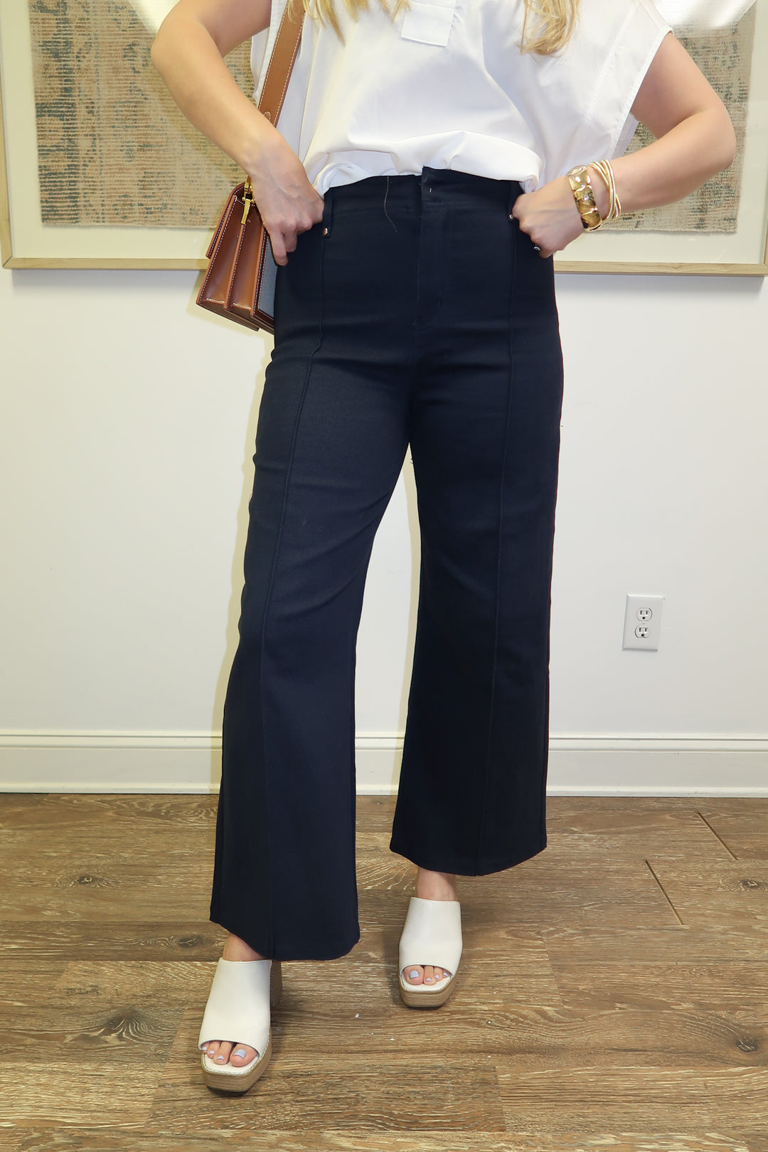 Up For Anything Navy Front Seam Pants - The Pink Tulip Clothing