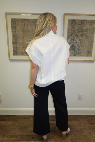 Relaxed Mood White Boxy Henley Tencel Top - The Pink Tulip Clothing