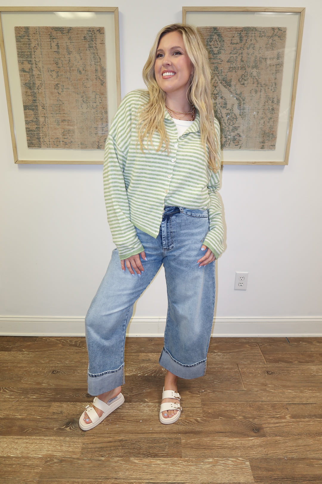 Layer It Up Stripe Button Front Cardigan - The Pink Tulip Clothing