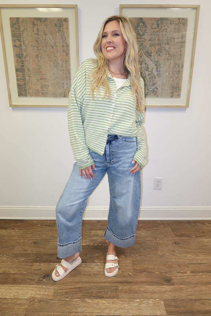 Layer It Up Stripe Button Front Cardigan - The Pink Tulip Clothing