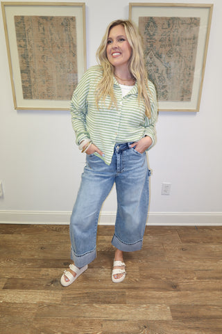Layer It Up Stripe Button Front Cardigan - The Pink Tulip Clothing
