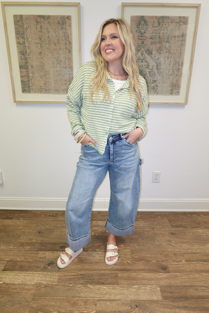 Layer It Up Stripe Button Front Cardigan - The Pink Tulip Clothing