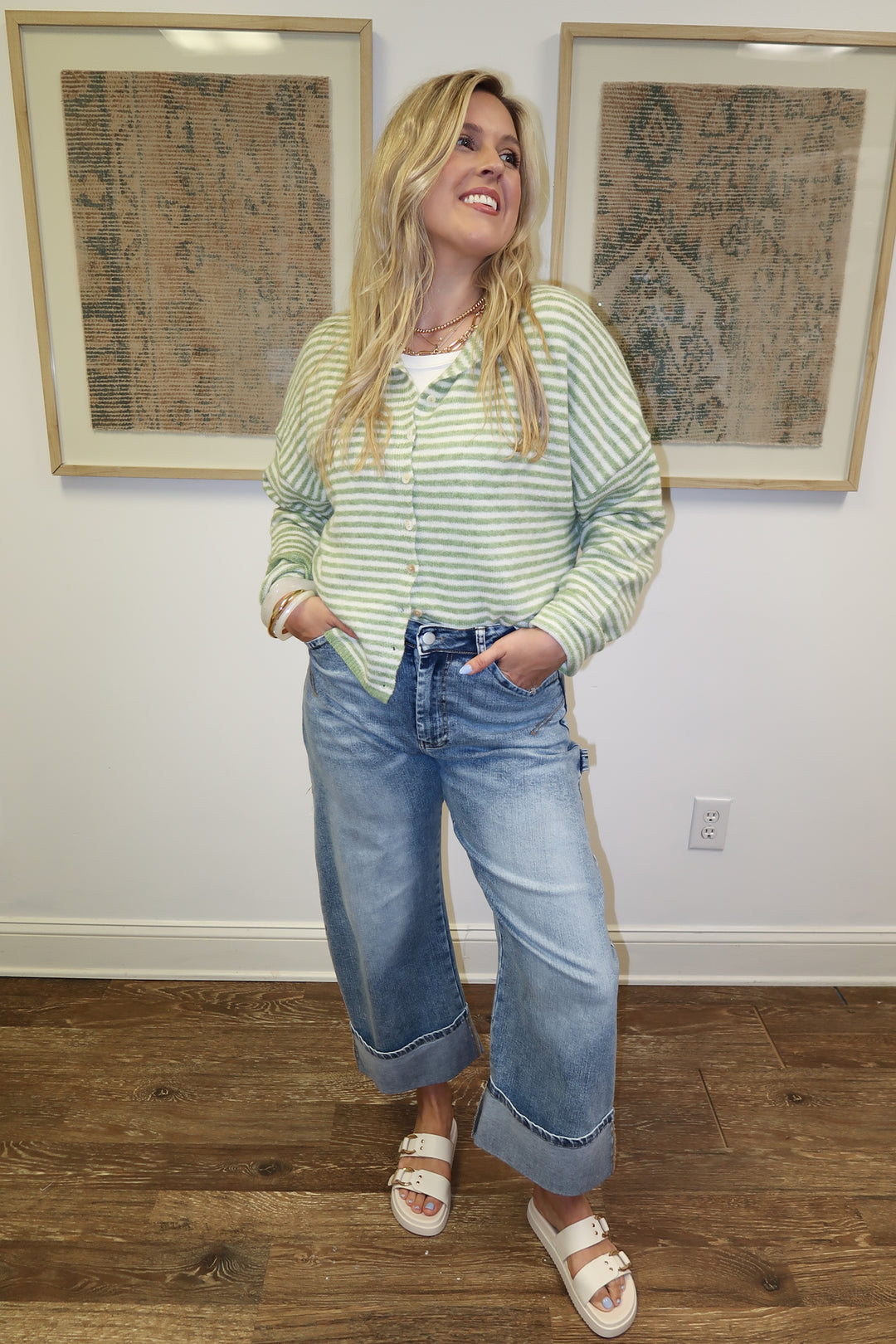 Layer It Up Stripe Button Front Cardigan - The Pink Tulip Clothing