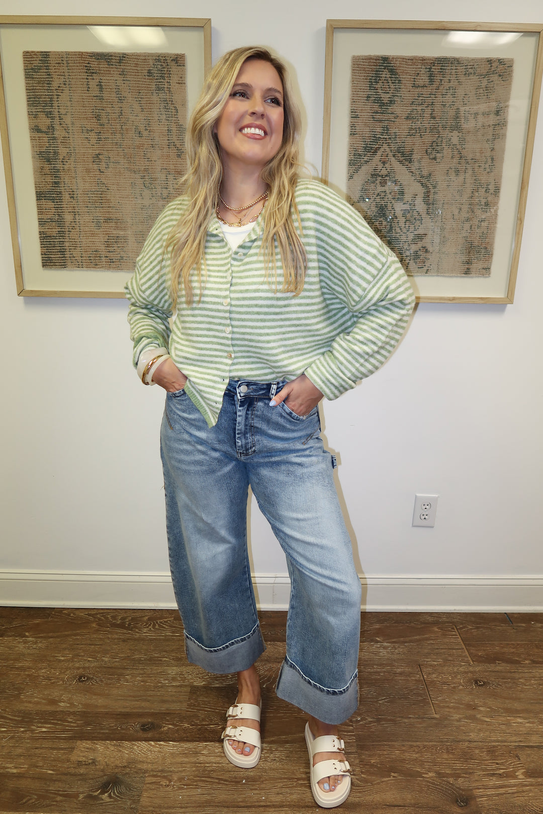 Layer It Up Stripe Button Front Cardigan - The Pink Tulip Clothing
