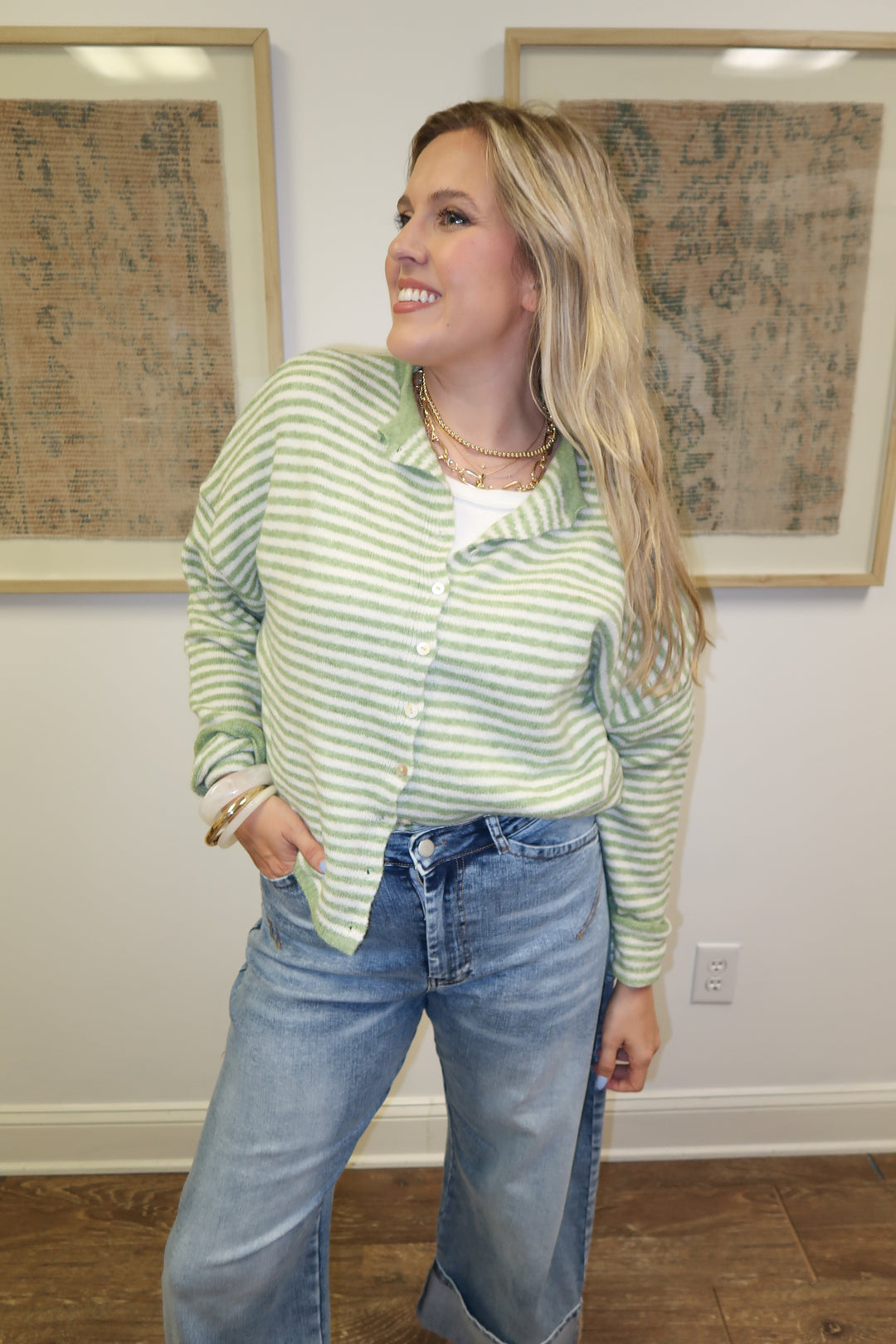Layer It Up Stripe Button Front Cardigan - The Pink Tulip Clothing