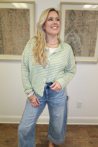 Layer It Up Stripe Button Front Cardigan - The Pink Tulip Clothing