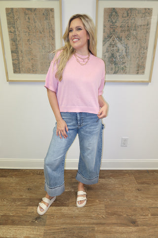 Soft Season Ribbed Drop Shoulder Sweater - The Pink Tulip Clothing