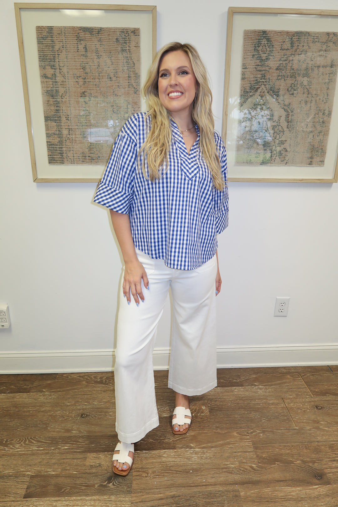 Too Good Gingham Cuffed Sleeve Top - The Pink Tulip Clothing