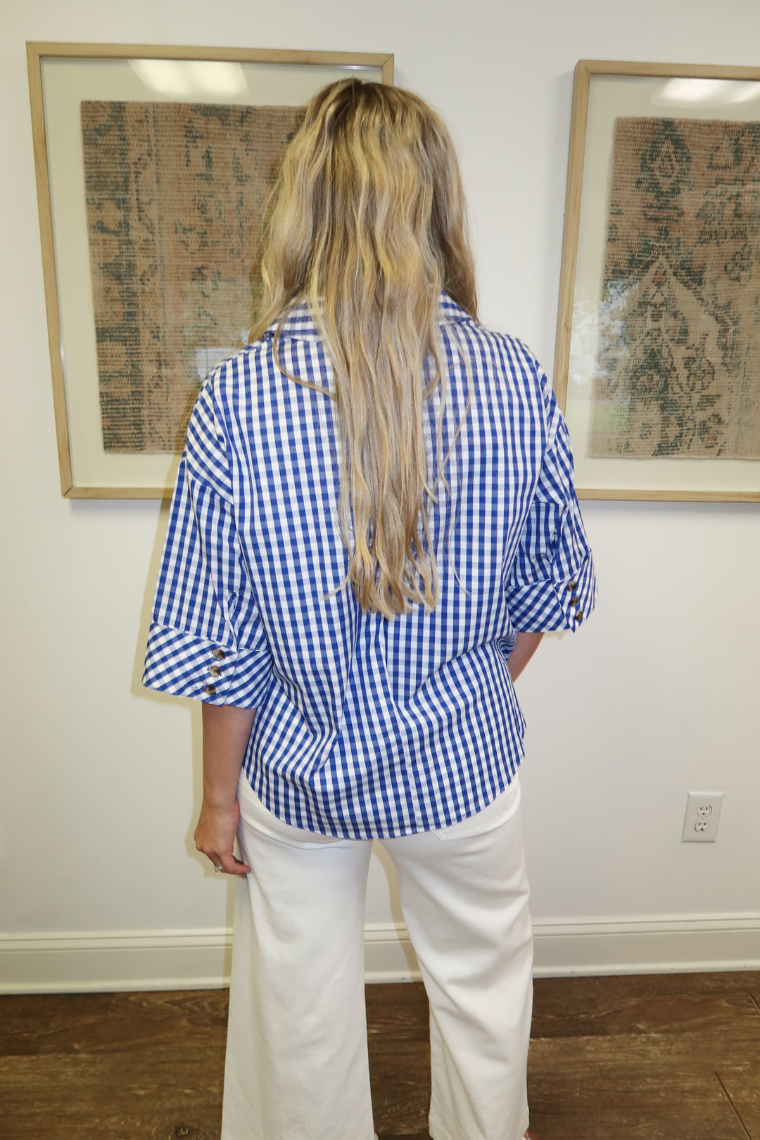 Too Good Gingham Cuffed Sleeve Top - The Pink Tulip Clothing