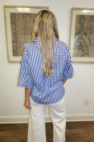 Too Good Gingham Cuffed Sleeve Top - The Pink Tulip Clothing