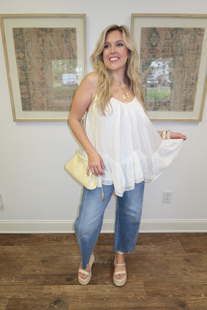 Ocean Air Swing Ruffle Hem Tank - The Pink Tulip Clothing