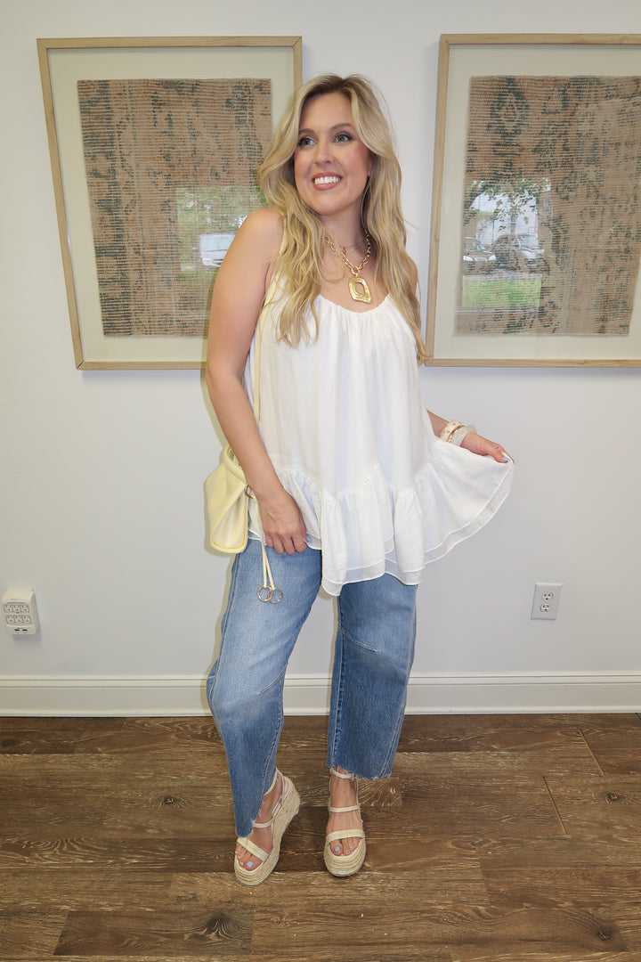 Ocean Air Swing Ruffle Hem Tank - The Pink Tulip Clothing